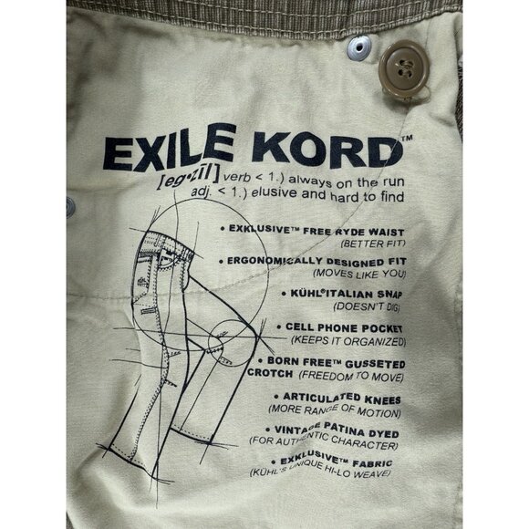 Kuhl Mens Exile Kord Pants Mens Hiking Workwear Gorpcore Heavyweight Size 32x32 - Picture 5 of 13